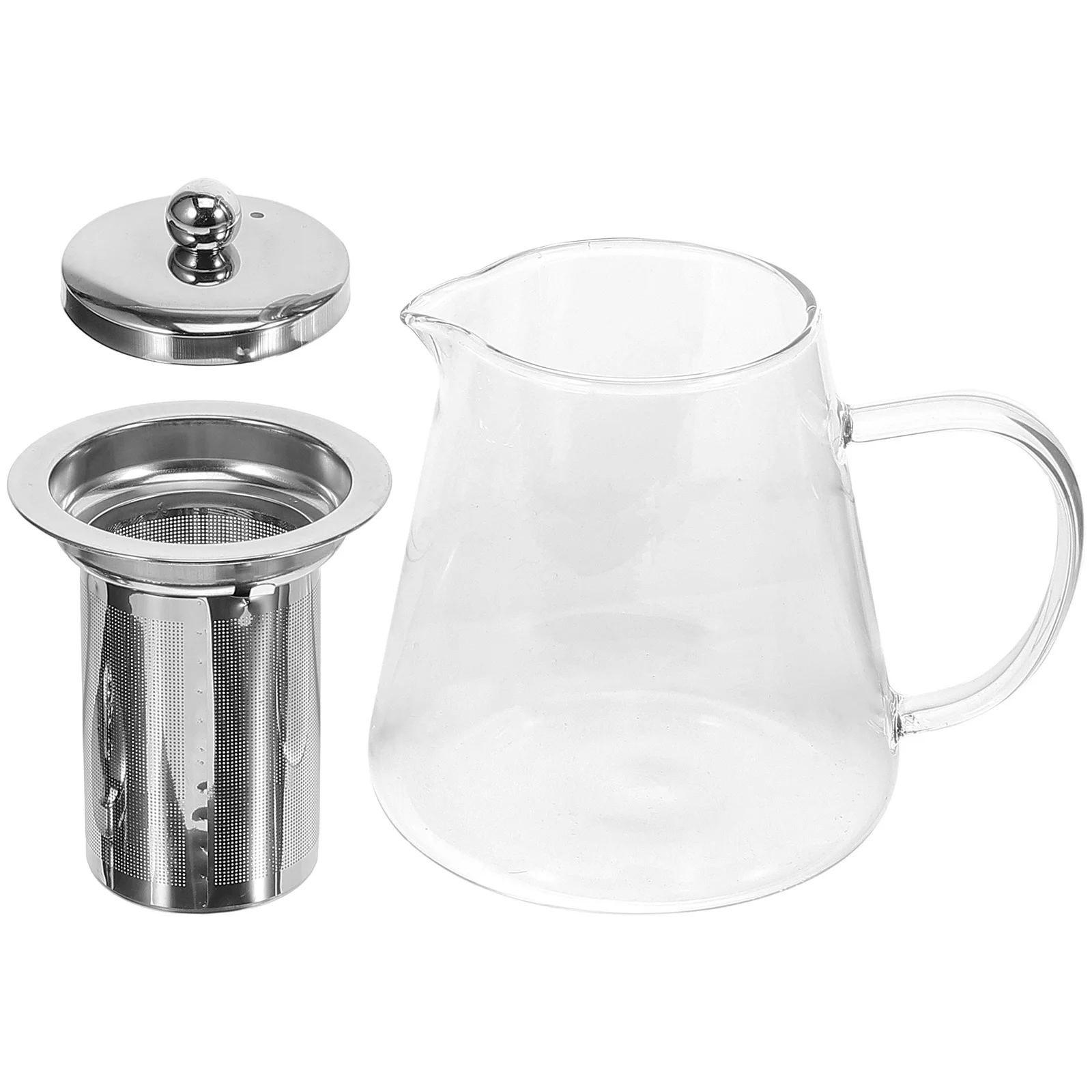 

Clear Glass Teapot Heatproof Thickened Kettle Removable Infuser Loose Tea Coffee Strainer Home Office Stylish