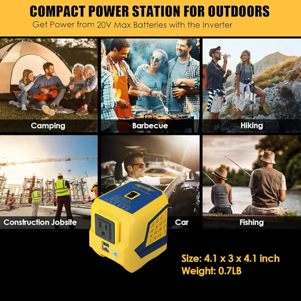 Power Adapter Compatible with Dewalt 20V Max Battery, DC 20V to 110V Voltage Converter, 200W Inverter Power Converter(Tool Only)