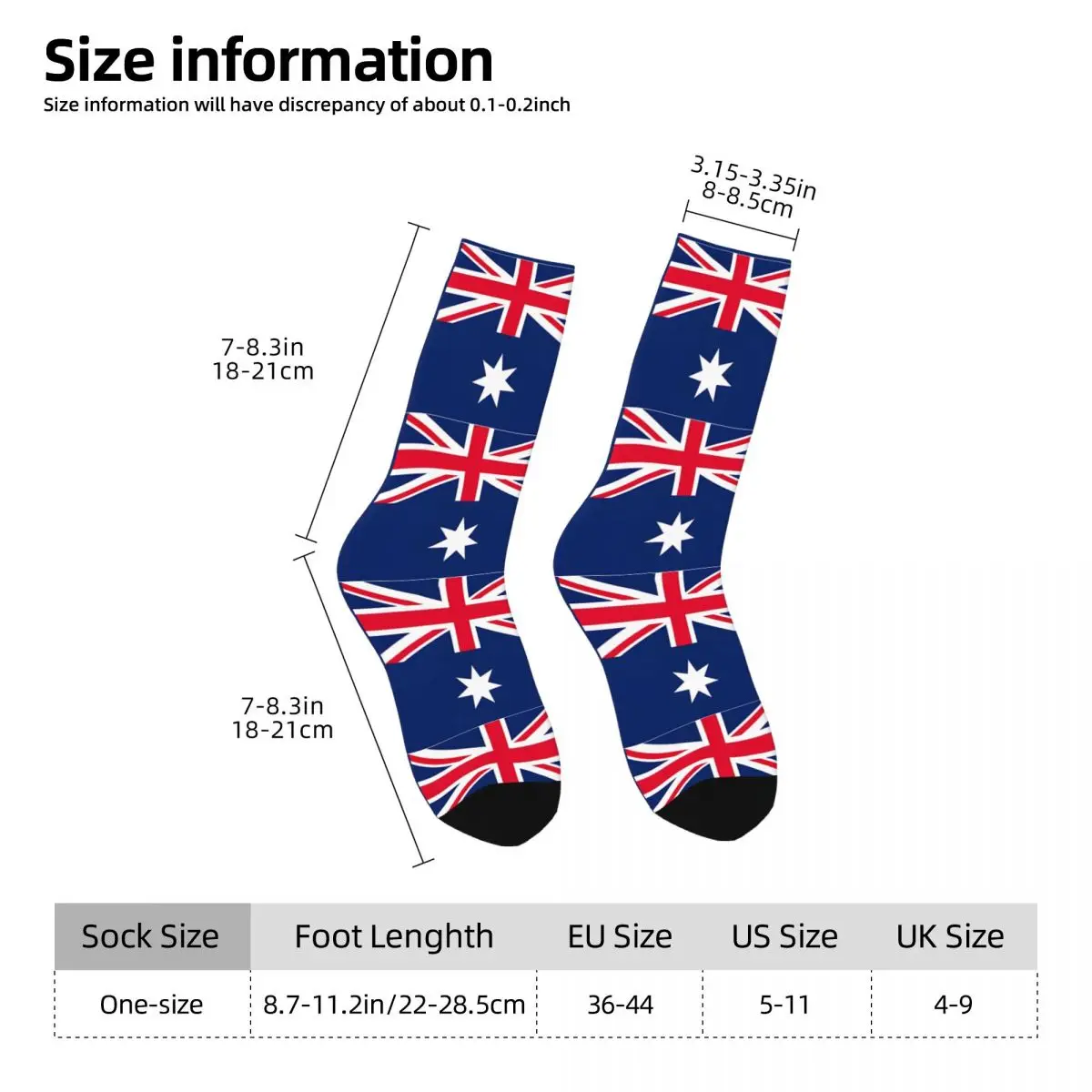 Official Flag Of Australia Kawaii Socks Shopping Cartoon Pattern Socks