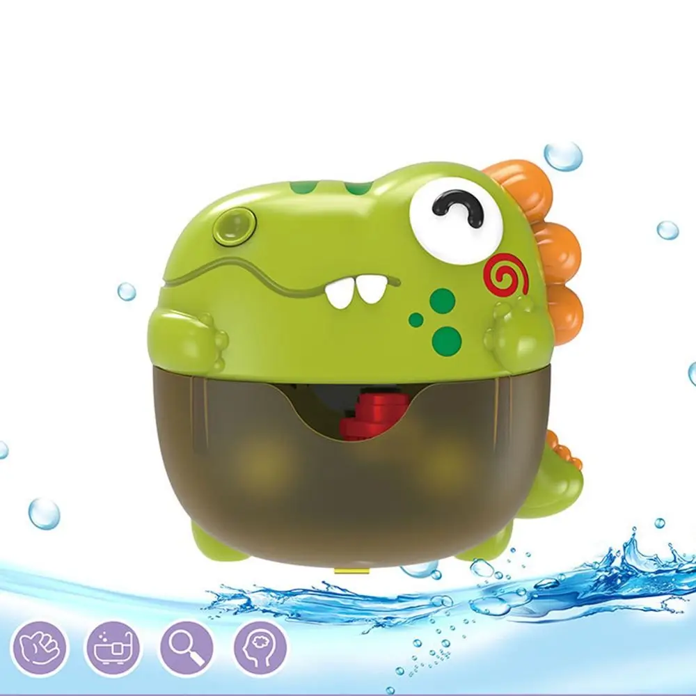 Music Dinosaur Bubble Machine 4 Lights Waterproof Electric Baby Bath Toys One-touch Button Stable