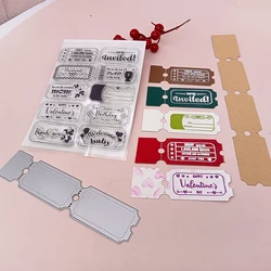 Alinacutle Metal Cutting Die Cut Clear Stamp Tickets Coupon Valentine Scrapbooking Paper Craft Handmade Card Template Punch Cut