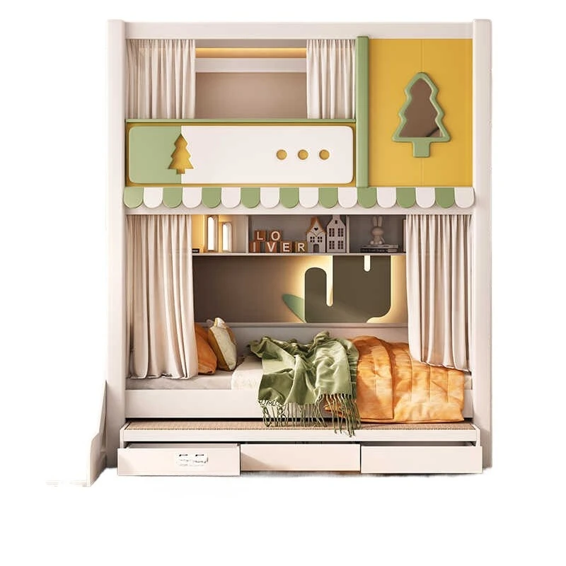 

High guardrail bunk beds, mother and child beds, boys with slides do not disturb each other