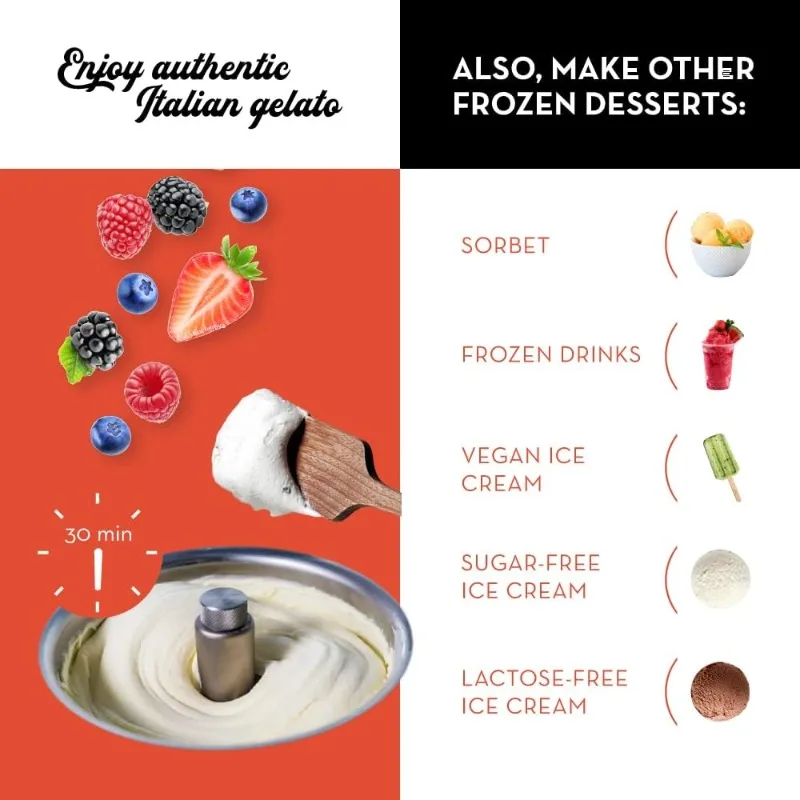 ماكينة صنع الآيس كريم Lello 4080 Musso Lussino سعة 1.5 لتر، ستانلس - 110/120 فولت 60 هرتز #6