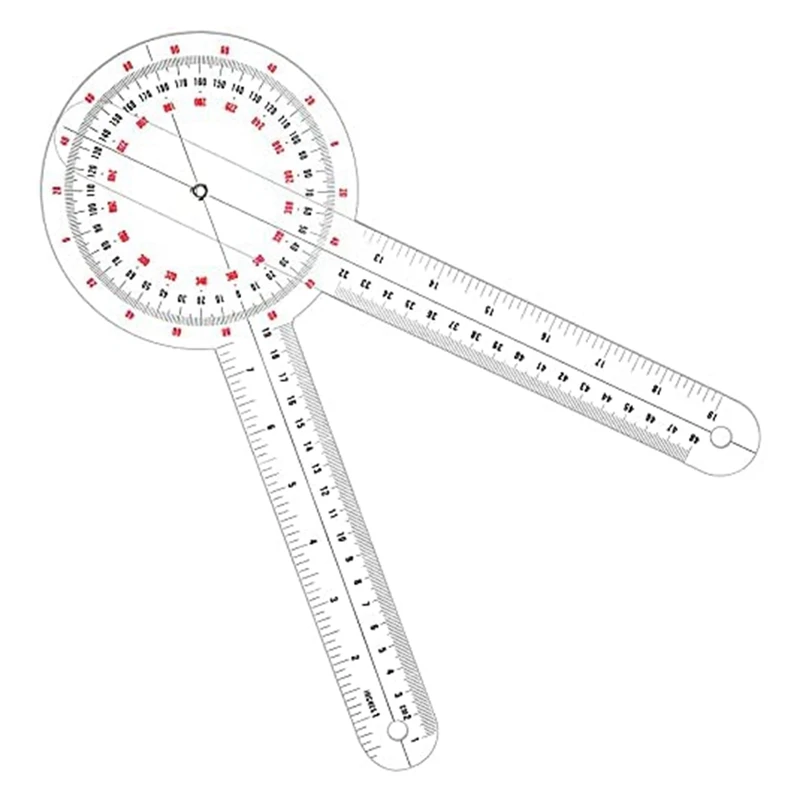 1 PCS Transparent Orthopedic Square Plastic Instrument 360-Degree Tape Toothed Ruler Measuring Square 12-Inch