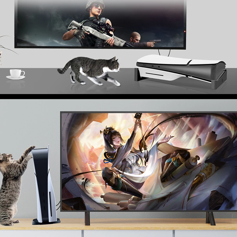 حامل أفقي مع قاعدة حامل قاعدة مضادة للانزلاق وملحقات حامل تخزين لقرص PS5 النحيف والإصدار الرقمي #2