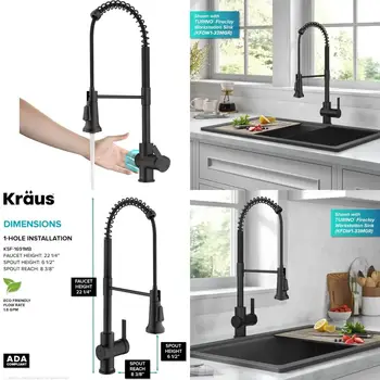 Matně černá komerční jednopáková výsuvná baterie s bezdotykovým senzorem, Kraus KSF-1691MB 10 nejlepší prodej automatické senzorové baterie - №8