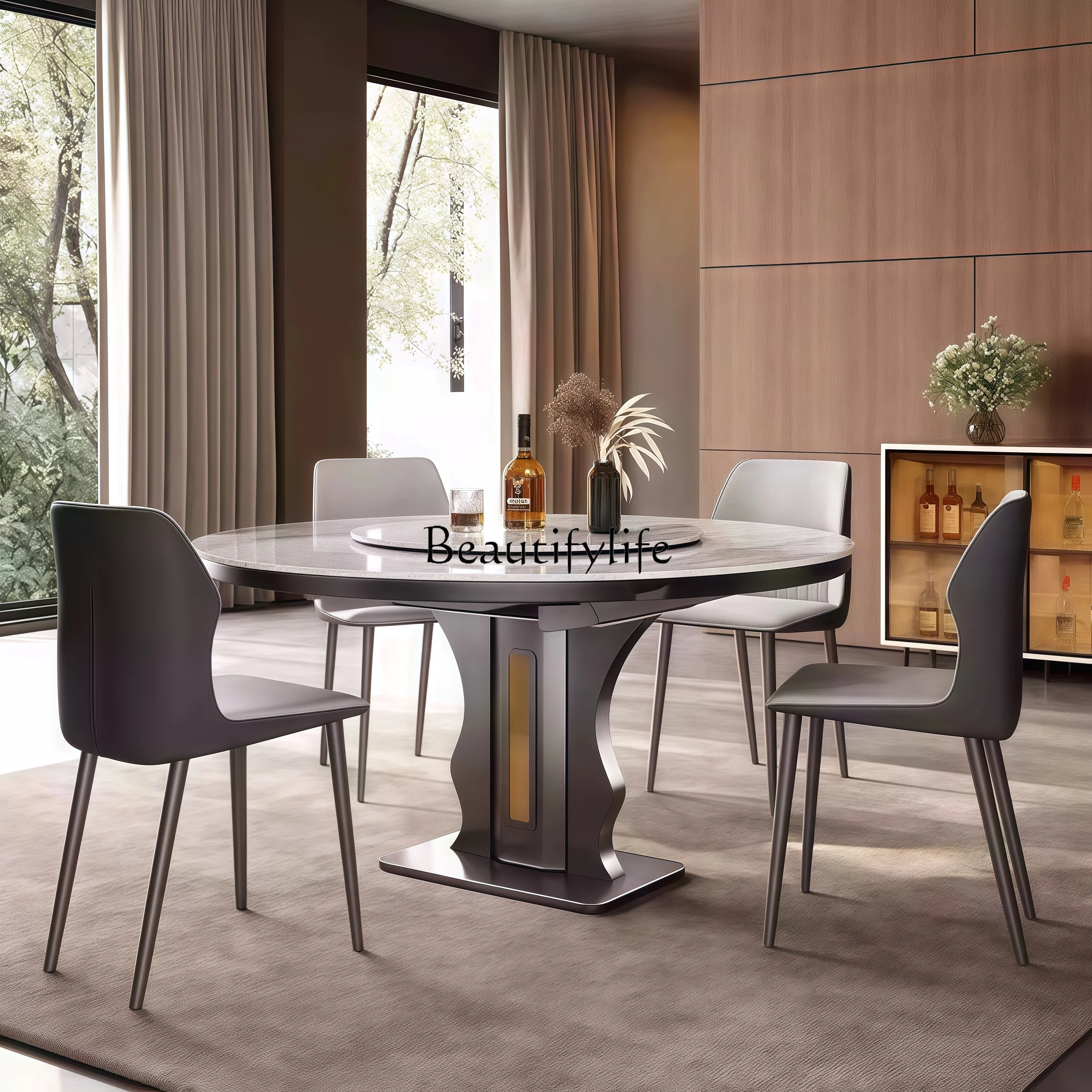 Slate dining table retractable folding household small apartment dining table