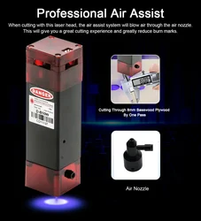 Air assist 10W engraving laser module fast axis compression spot, high-power laser cutting