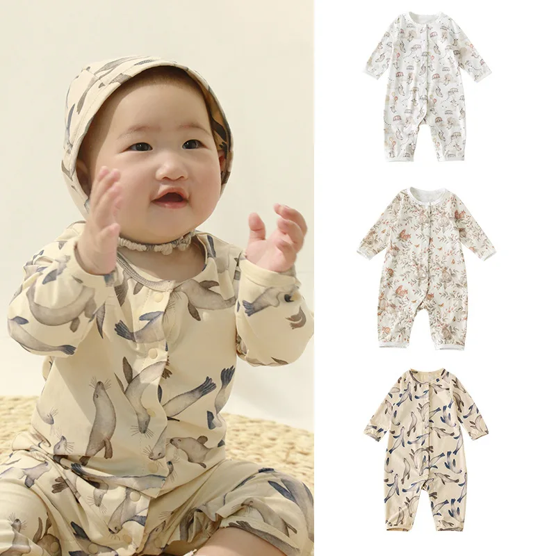 

Jenny&Dave 2023 Spring/Summer New Baby Clothing Pure Cotton Baby One Piece Pajamas Printed Comfortable Newborn Long Sleeve Creep