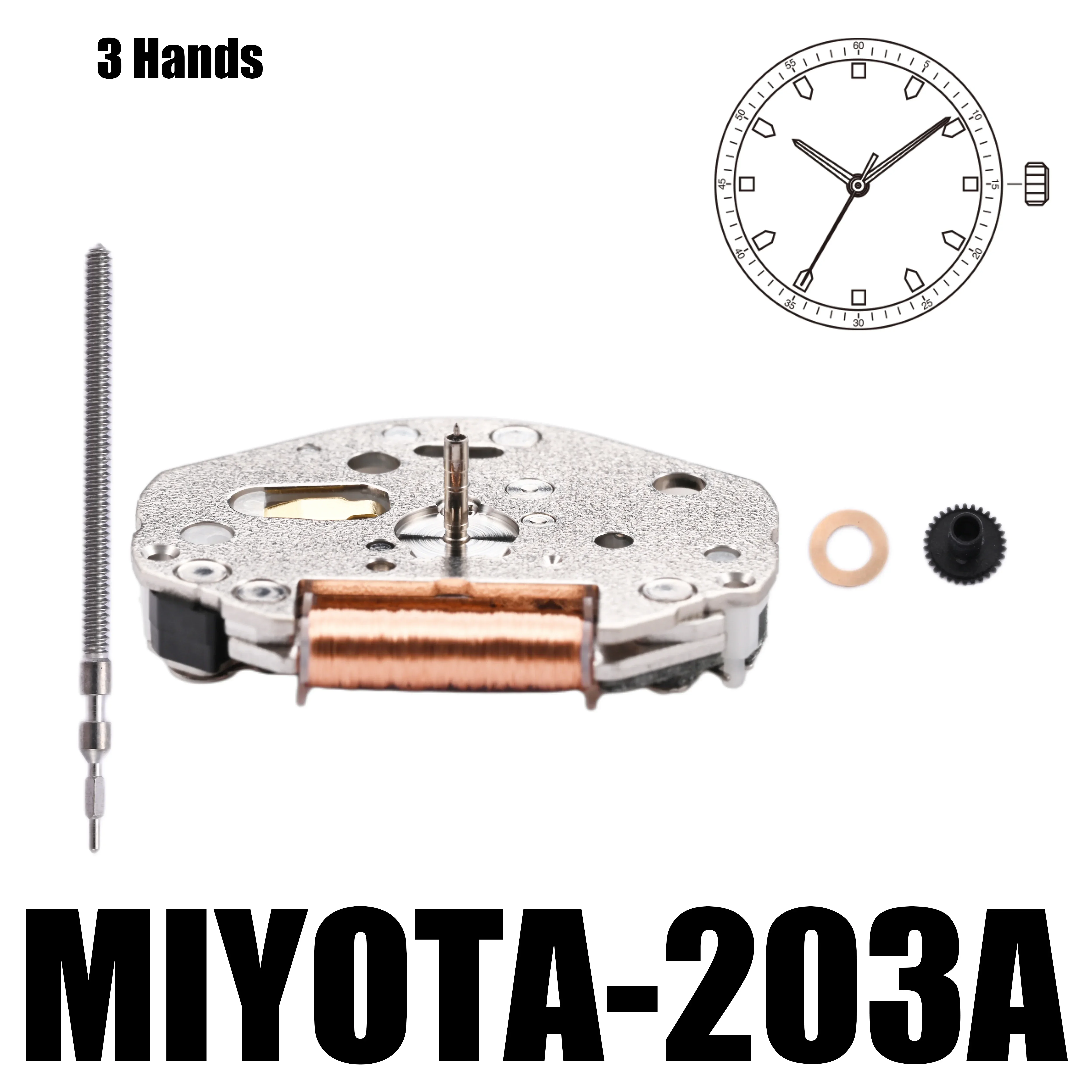 Miyota 203A Standard｜Movements MIYOTA Watch Movement Cal.203A 3 Hands Standard Movement.Size:6 3/4×8''' Heigh:3.15mm
