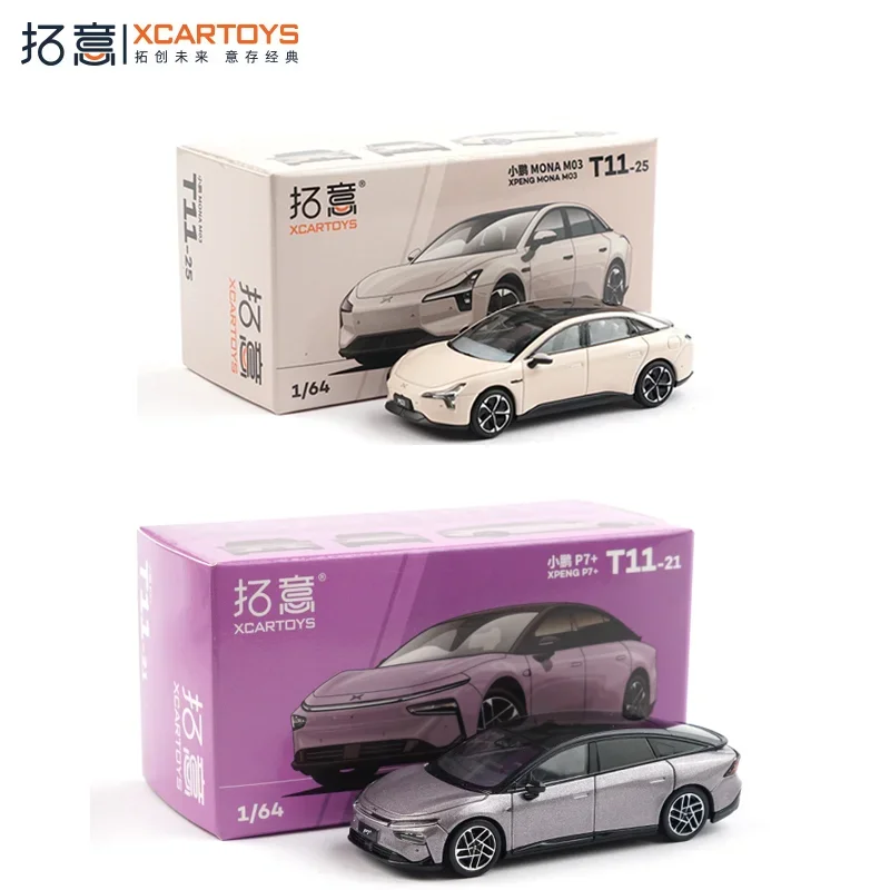 

POP RACE 1:64 XPENG P7 MONA M03 Xinghan Beige New Energy Car T11-21 Alloy Car Model Collection Ornament Toys Gift