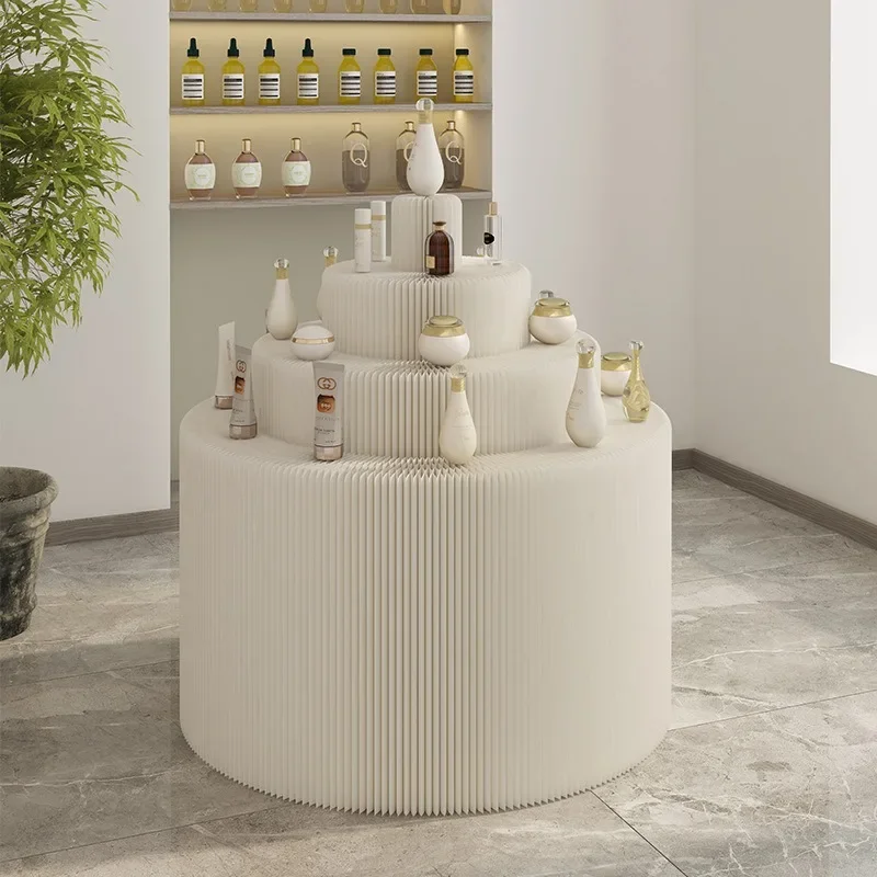 Three-layer cylindrical booth Multi-layer mid-island display stand Foldable