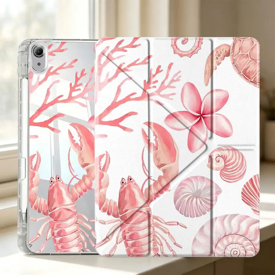 Tablet Case For Samsung Galaxy Tab A9 Plus S7 FE S9 Plus S8 S10 Lite A11 A8 With Pen Slot Cover Pink Ocean