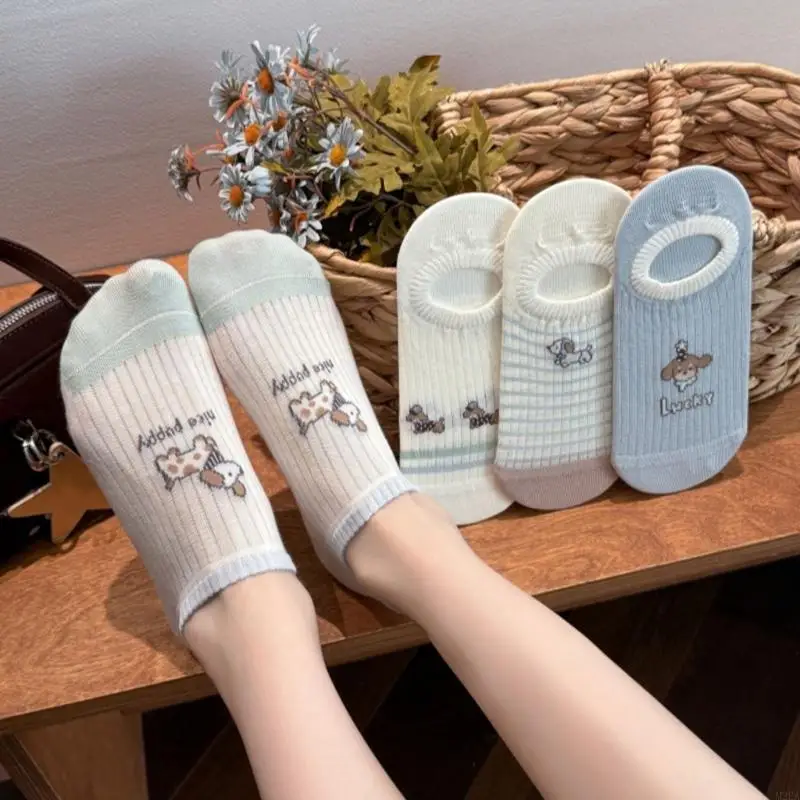 2026 New 4/8 Pairs Colorful Dachshund Patterned Nonslip Invisible Socks Breathable and Comfortable Cotton Socks For Daily Wear