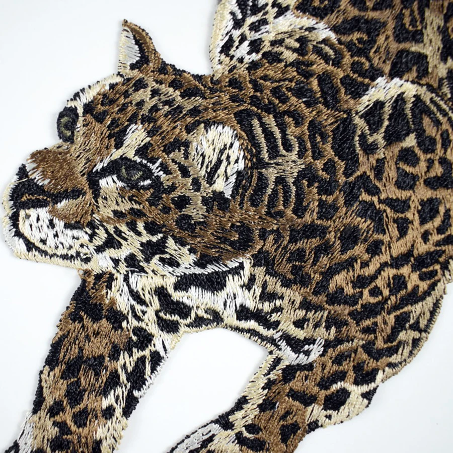 1 Pair Of Leopard Print Fabric Patches Embroidered For Sewing Clothes Shirts Clothing Accessories Patches