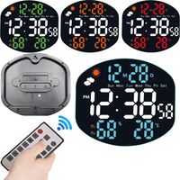 Multi-functional Large Display Digital Clock Remote Control Mirrored LED Wall Clock Standing/Hanging Humidity/Temp Display