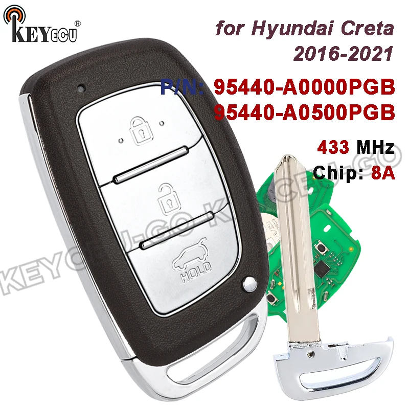 

KEYECU 433MHz 8A Chip P/N: 95440-A0000PGB 95440-A0500PGB for Hyundai Creta 2016 2017 2018 2019 20 2021 Smart Keyless Remote Key