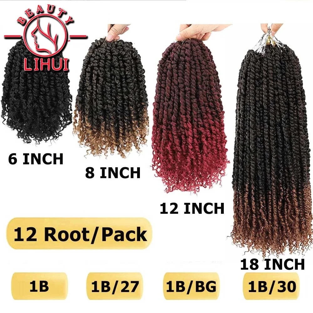 Passion Twist Hair 6/8/12/18 Inch Synthetic Crochet Hair Pretwisted Crochet Braids For Black Women Goddess Bohemian Extensions