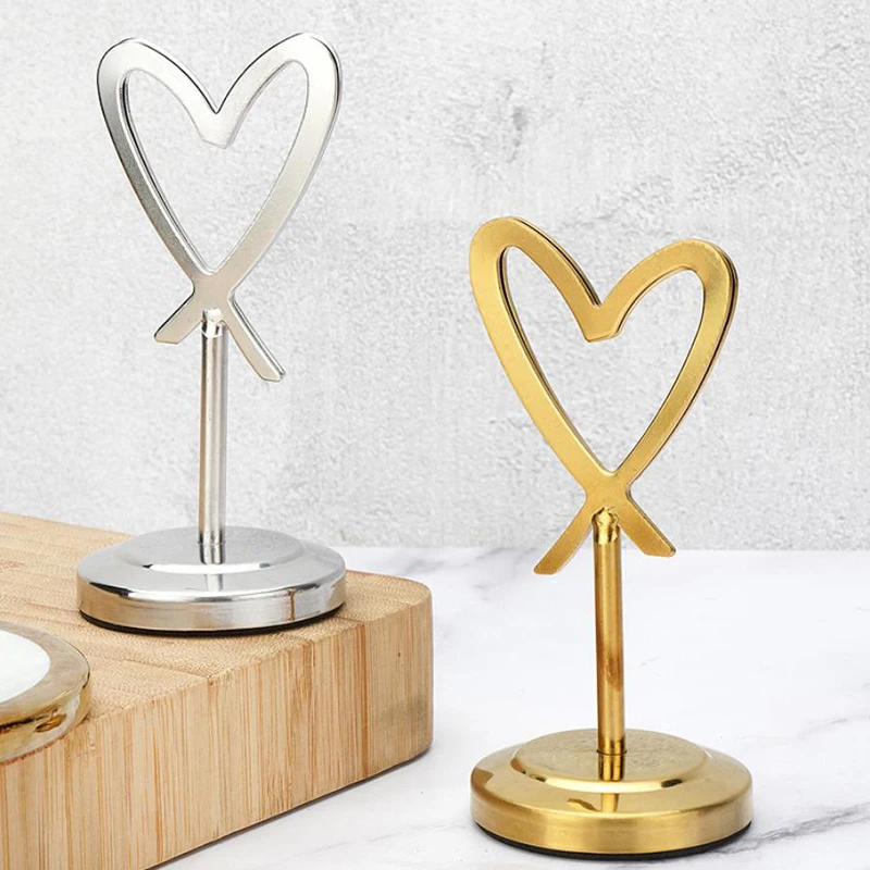 

Держатель для карточек из нержавеющей стали в форме сердца, подставка для фото, держатель для заметок, зажим для карточек, держатель для заметок с нескользящим основанием