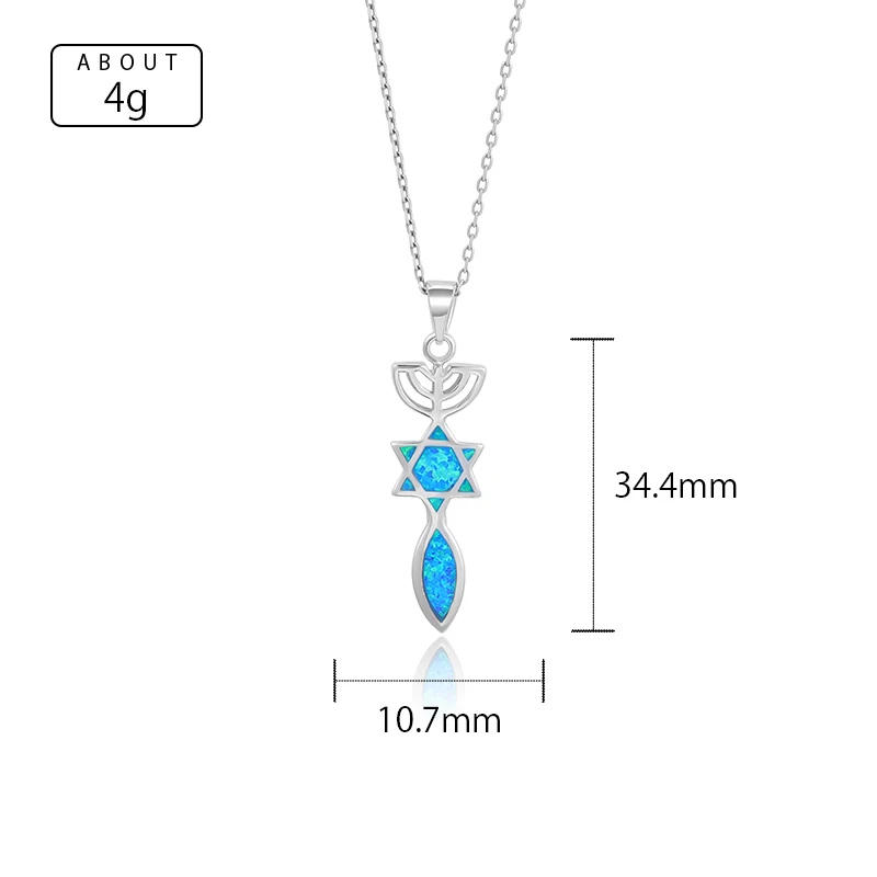 XYOP 925 Silver Gift Double-Sided Blue OPAL Pendant, 40+5cm Cross Necklace Everyday Simple High Fashion Ambiance