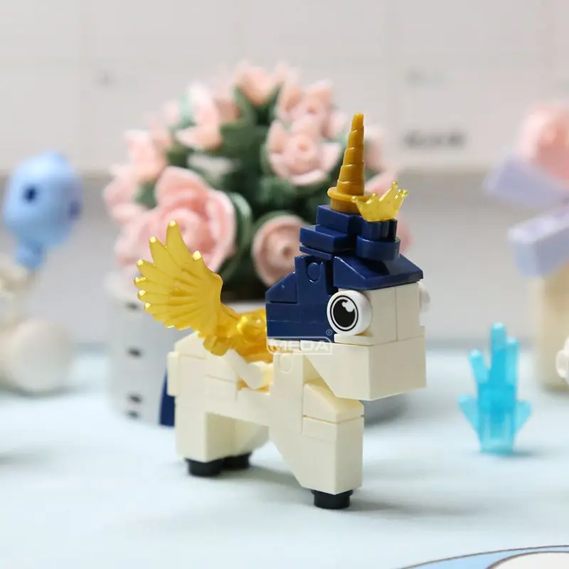 DIY 6-in-1 Upgrade Unicorn Building Bricks Self-assembly Educational Desk Decoration Cute Animas Blocks Child Surprise Toys Gift