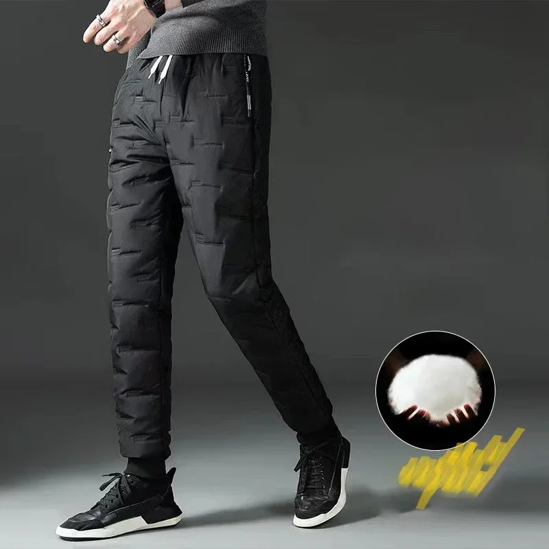 -20 ℃ Winter Pants Cold-proof Fleece-lined Thickened Cotton Casual Outdoor Hiking Tooling Straight Pants Drawstring Sports Pants