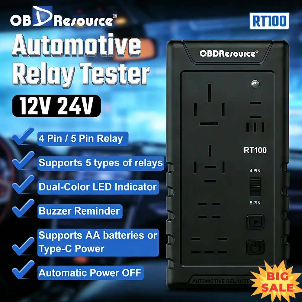 Image of OBDresource Auto-Relais-Tester 12V 24V Kabellos 4-Pin 5-Pin Auto-Relais-Diagnosegerät 5-Pin-Positionen-Detektor Relais-Analysator