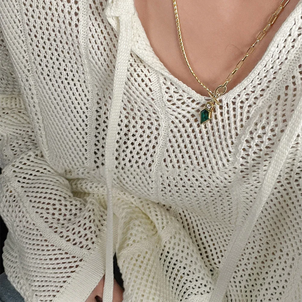

Daily Casual Sexy Knit Top Hollow Out Shirt Beige V Neck Design Polyester Fabric Regular Length Slight Stretch