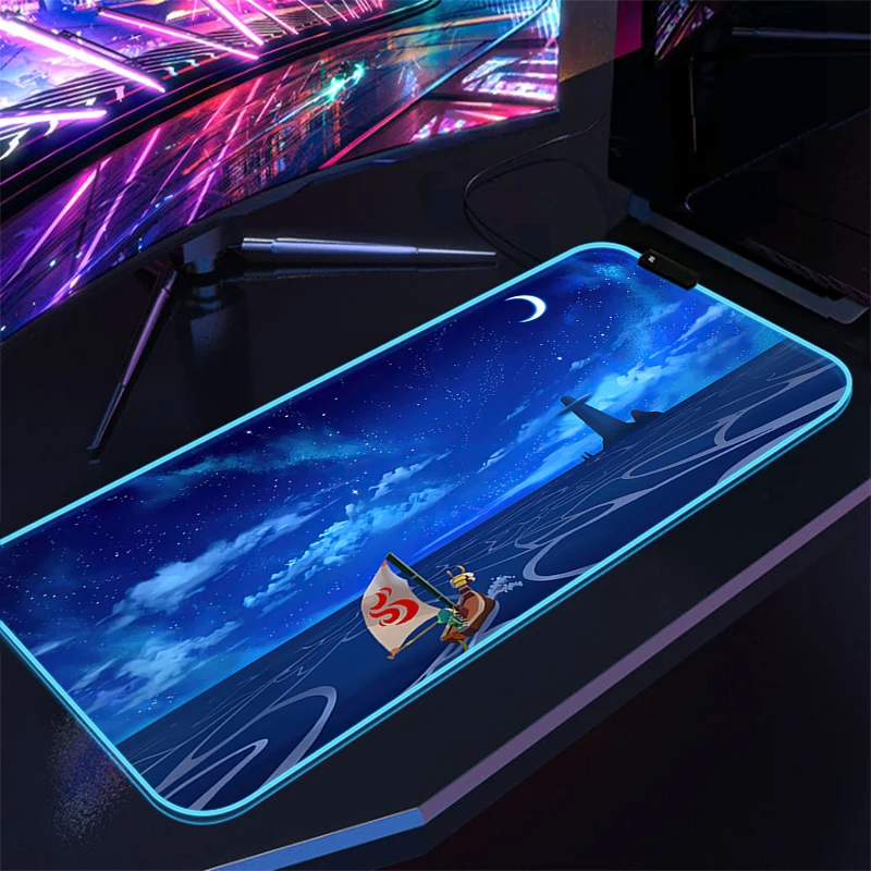 

Zelda Rgb Mousepad Anime Mouse Pad Led Backlit Desk Mat Pc Gamer Accessories Keyboard Xxl Large Gaming Extended Protector Mice