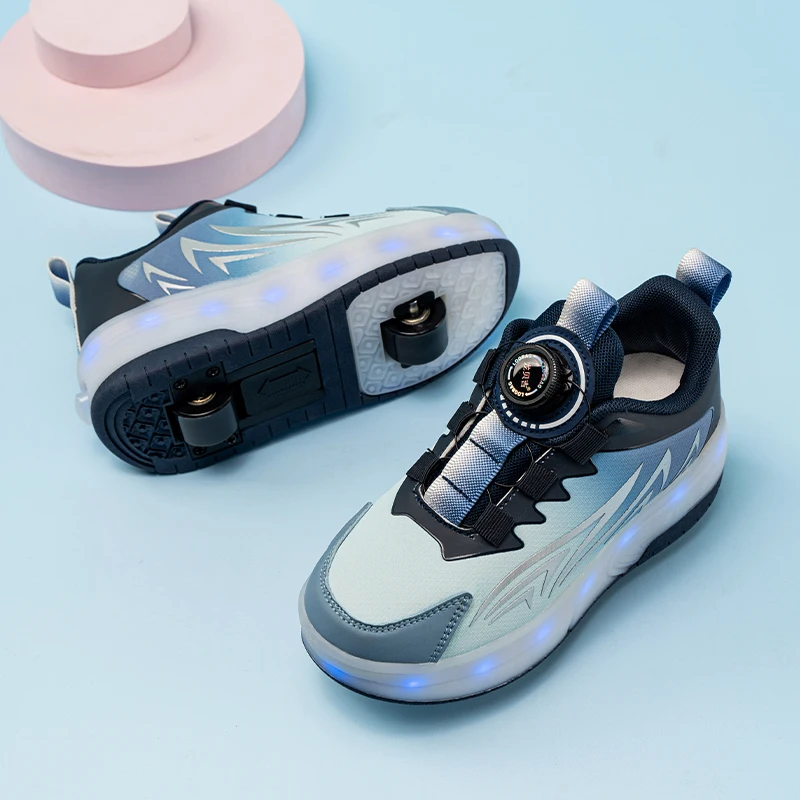 

2025 New 2-Wheel Roller Sneakers for Boys: Cool Multi-Light Shoes, Girls' Wheeled Skates for Students