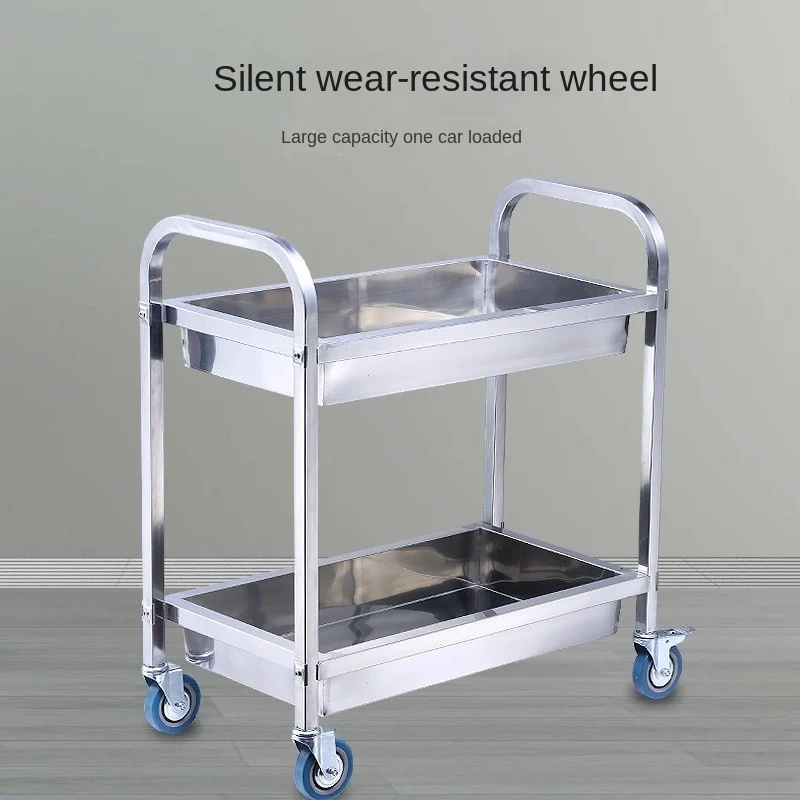 Three-tier Dining TrolleyStainless Steel Receiving TrolleyWine TrolleyMobile TrolleyBowl Trolley Carritos Multiusos Kitchen