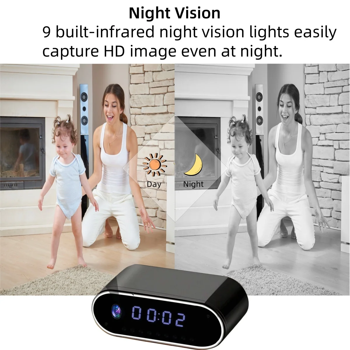 Wireless Clock Camera with WiFi Night Vision HD 4K Remote Viewing for Home and Office Surveillance, Security Camera with 64G