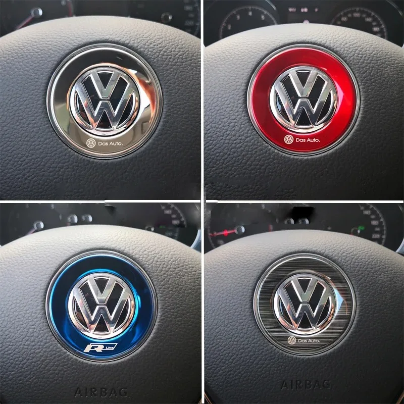 1Pcs Car Steering Wheel Emblem Stickers Accessories For Volkswagen VW R-line GTI R Polo Golf Touareg Passat Magotan Tiguan Jetta