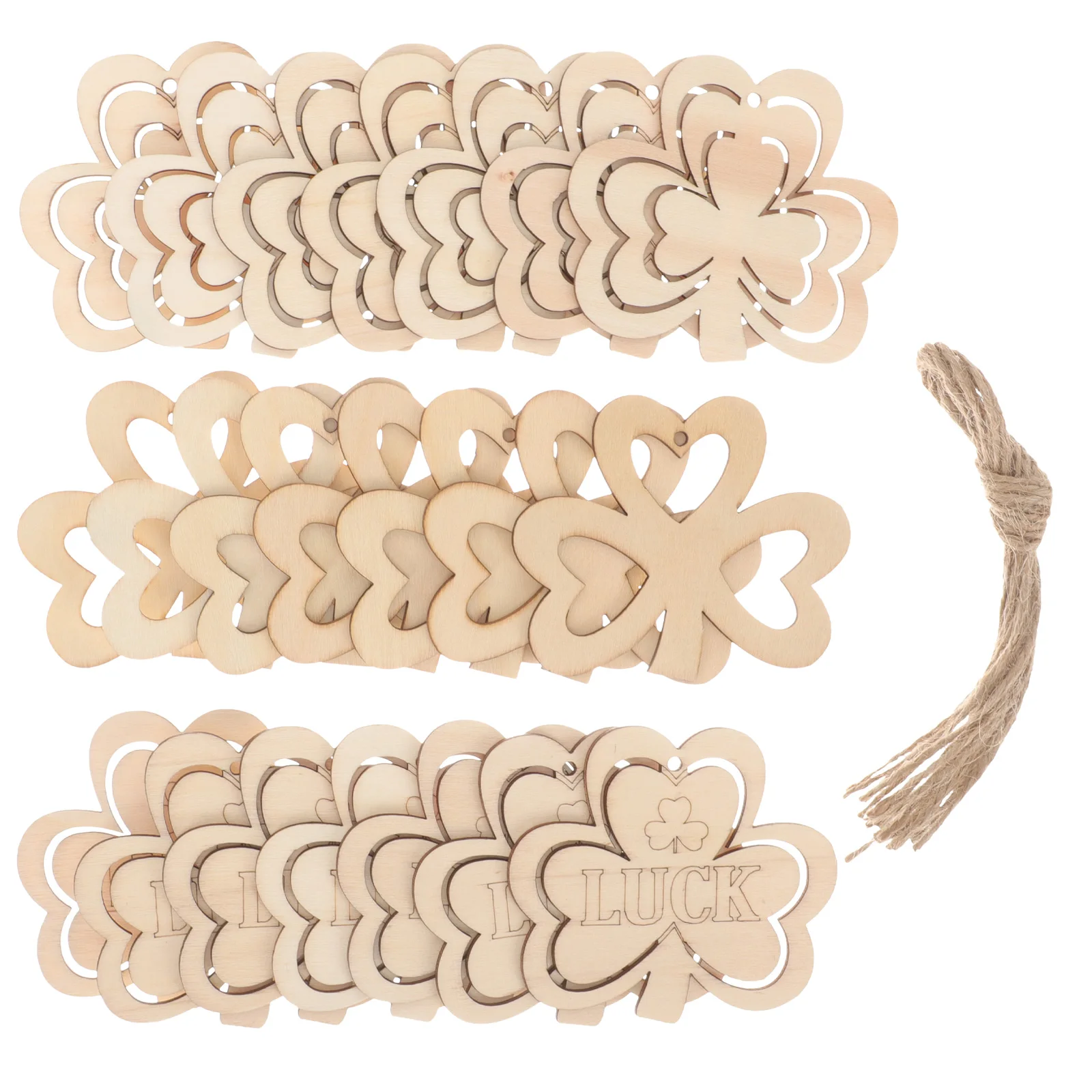 

30pcs Wooden Shamrocks Cutouts Tags Pendants DIY Decor St Patrick's Day Party Hanging Scene Home Accessories