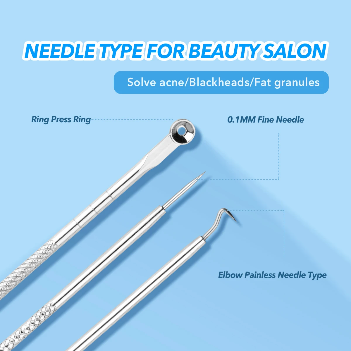IMAGIC 4 unid/set de agujas de eliminación de espinillas y acné de acero inoxidable, limpiador de poros y manchas negras, limpiador de belleza, herramienta de cuidado de la piel facial