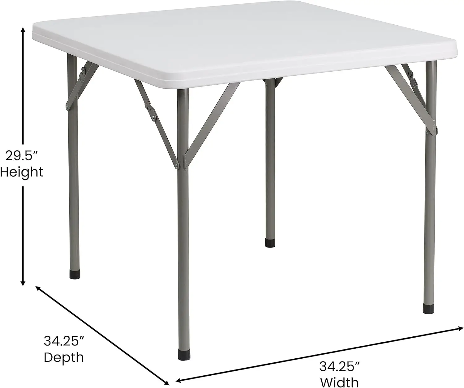 2.85' Square Plastic Folding Event Table for Indoor/Outdoor Events, Portable Banquet Table with Locking Legs, White