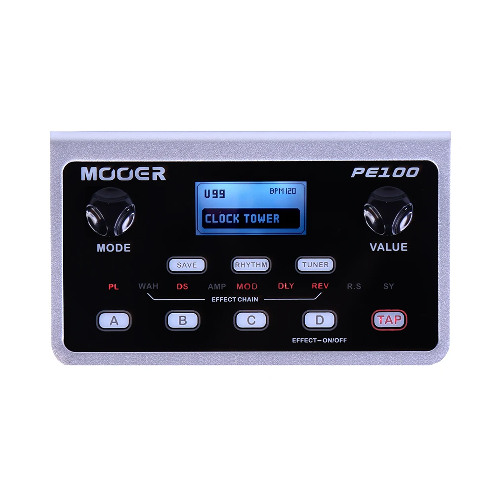 MOOER PE100 Multi-effects Processor Guitar Effect Pedal 40 Drum Patterns 10 Metronomes Tap Tempo 39 Types of Effect With Box