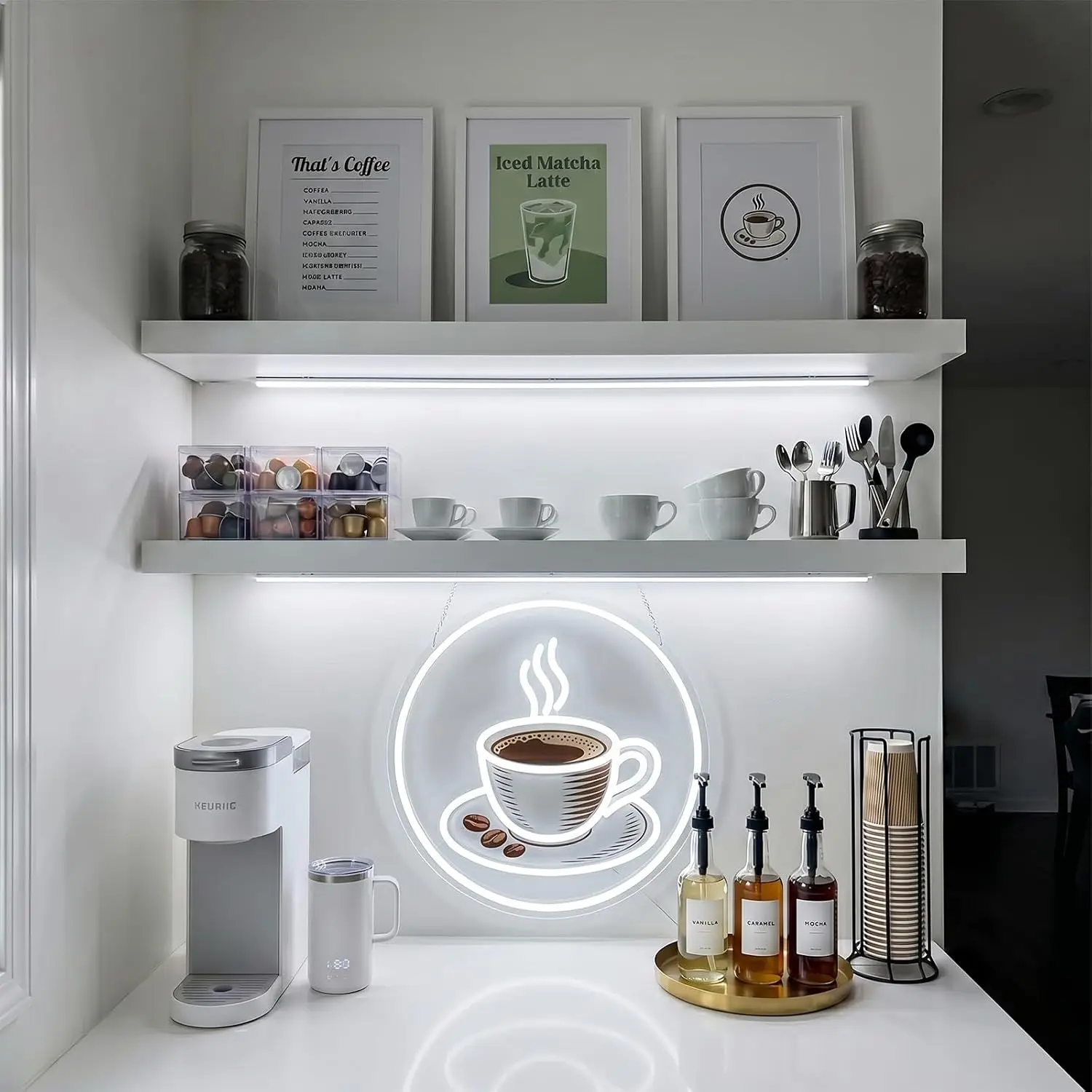 Coffee Neon Sign LED Wall Light USB Powered Hanging Lamp For Coffee Shop Cafe Bakery Bar Breakfast Restaurant Window Wall Decor