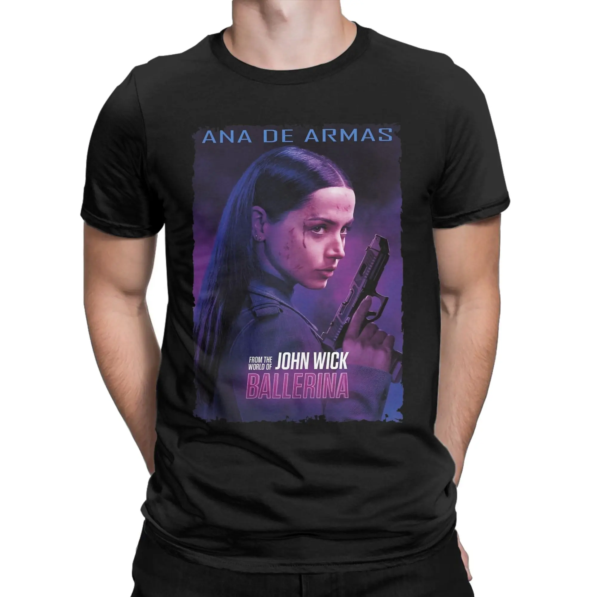 

From the World of John Wick Ballerina 2025 Movie 100 Cotton T Shirt For Men Beach Vintage T Shirts Oversize Wholesale Clothes