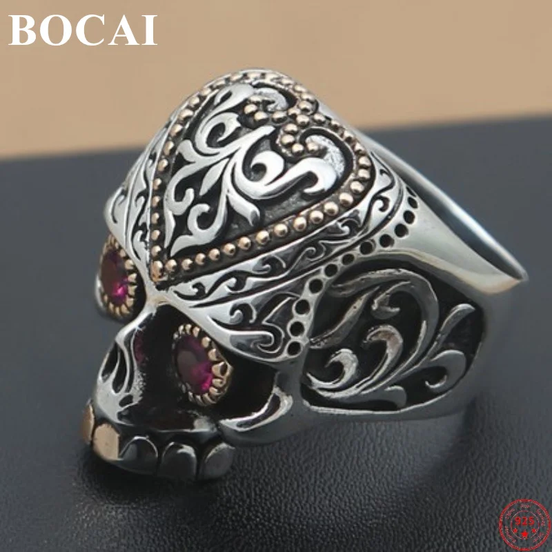 

BOCAI 100% S925 Sterling Silver Rings 2022 New Fashion Domineering Eternal Vine Punk Skull Pure Argentum Gems Jewelry for Men