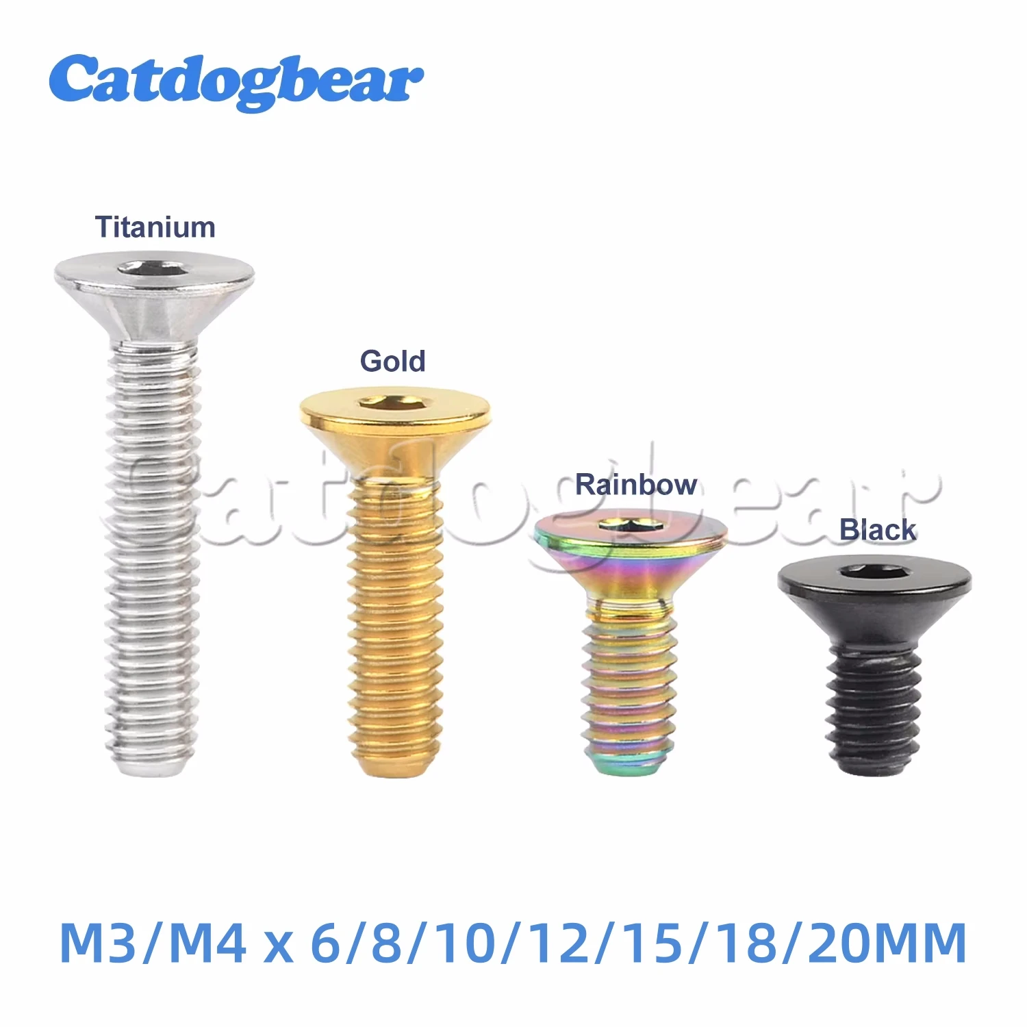 Catdogbear Lega di titanio M3/M4 Bullone a testa svasata Vite a testa cilindrica per bicicletta 6mm 8mm 10mm 12mm 15mm 20mm