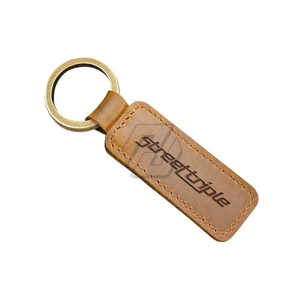 Applicable to Motorcycle Cowhide Keychain Key Ring for Triumph Street Triple 675 765 R RS