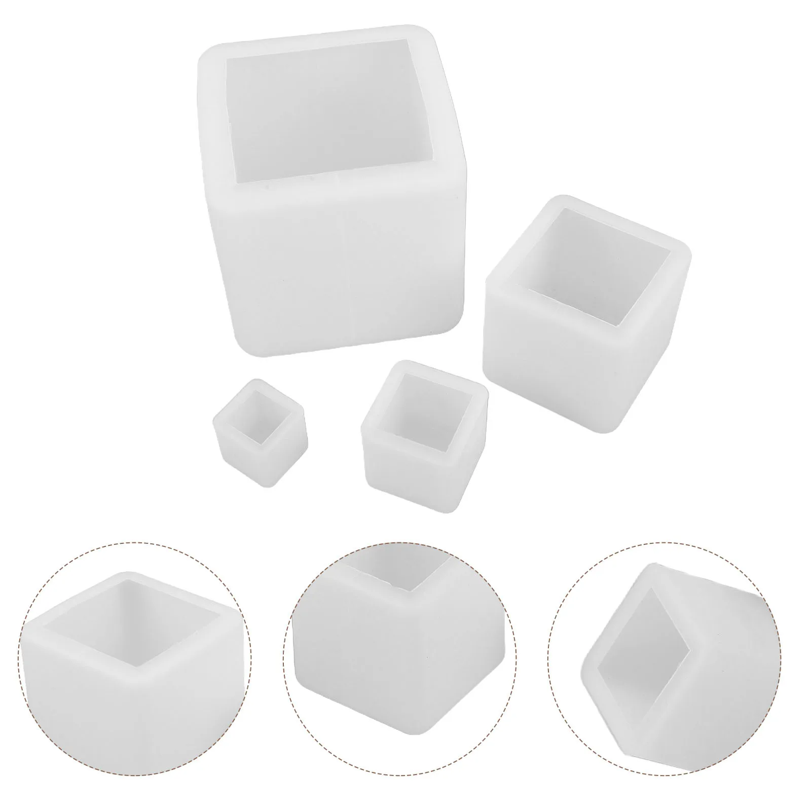 

4Pcs Square Resin Molds Cube Silicone Casting Molds for DIY Art Craft Home Decor Dried Flowers Epoxy Projects White