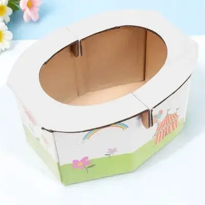 قطعة واحدة من مقعد المرحاض المحمول القابل للطي للسفر مصنوع من مادة ورق سميكة آمنة وسهلة الحمل لرحلات السيارات الخارجية