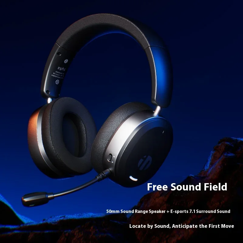 Inphic H9 سماعات بلوتوث لاسلكية إلغاء الضوضاء سماعات الألعاب 2000mah 50mm نطاق الصوت المتكلم ميكروفون قابل للفصل