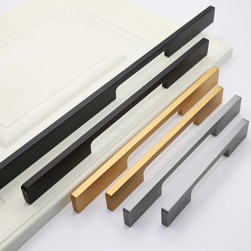 

Простые черные матовые алюминиевые ручки для кухонного шкафа, дверные ручки для шкафа, ручки для ящиков, мебельная фурнитура для ручек