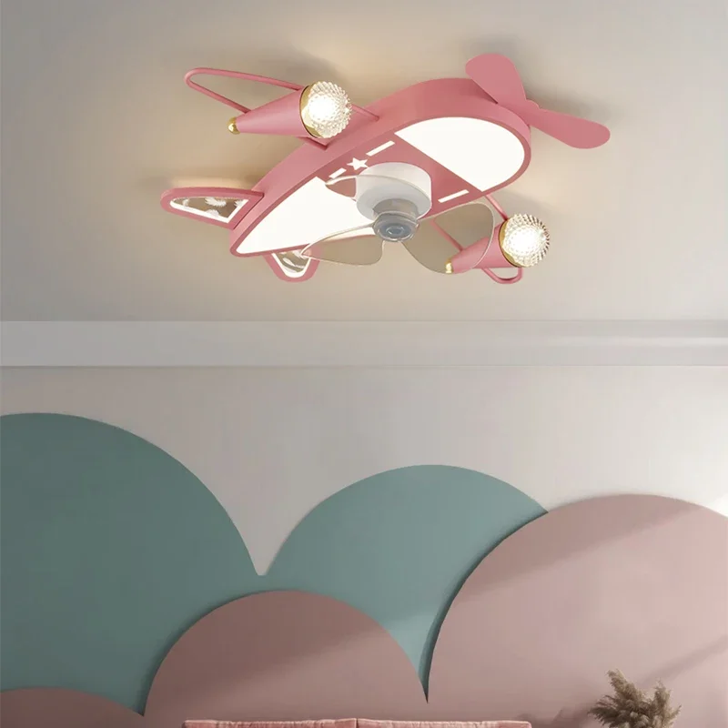 Imagem -02 - Avião Luzes para Quarto de Crianças Lustre de Teto Simples Moderno Criativo Home Quarto Fan Light Menino e Menina