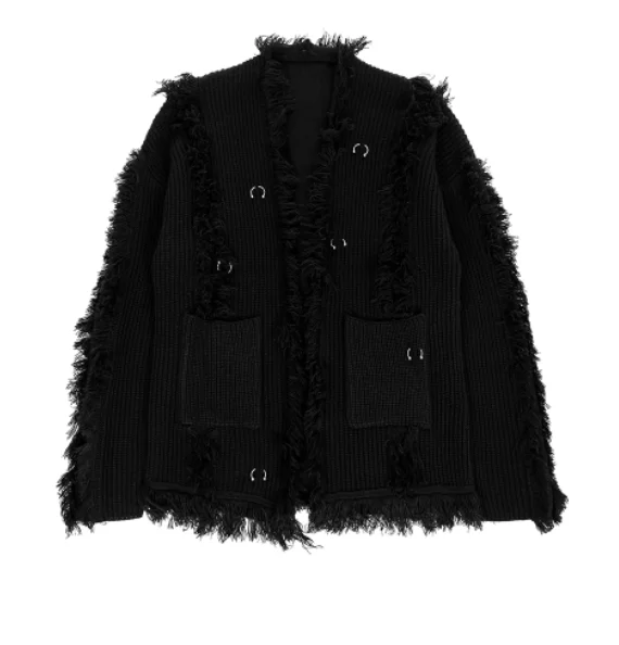 Mode Veelzijdige Kwastje Persoonlijkheid Donkere Street Style Trui Vest Lente Herfst Nieuwe Lange Mouw Cool Retro Gebreide Top