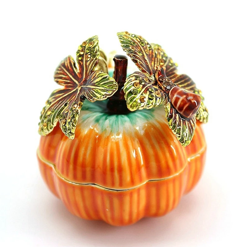 

1 PCS Pumpkin Trinket Ring Boxes Wedding Jewelry Gift Crafts Pumpkin Bejeweled Rings Earrings Storage Box Decorative Boxes