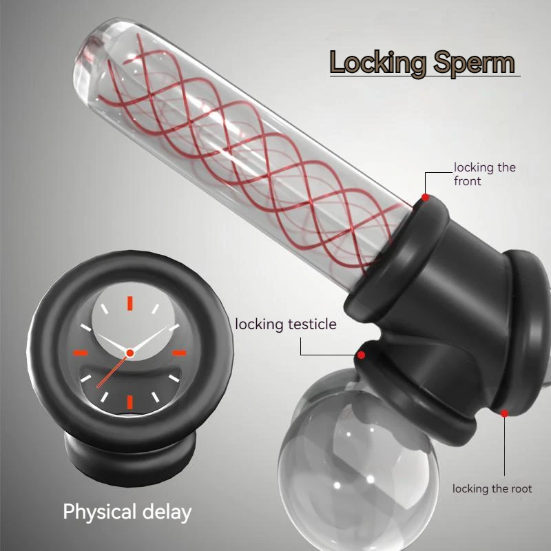 Silicone 3 Holes Penis Rings for Man Delay Ejaculation Scrotum Lock Rings Cock Cage Dick Enlarger Male Masturbation Sex Supplies